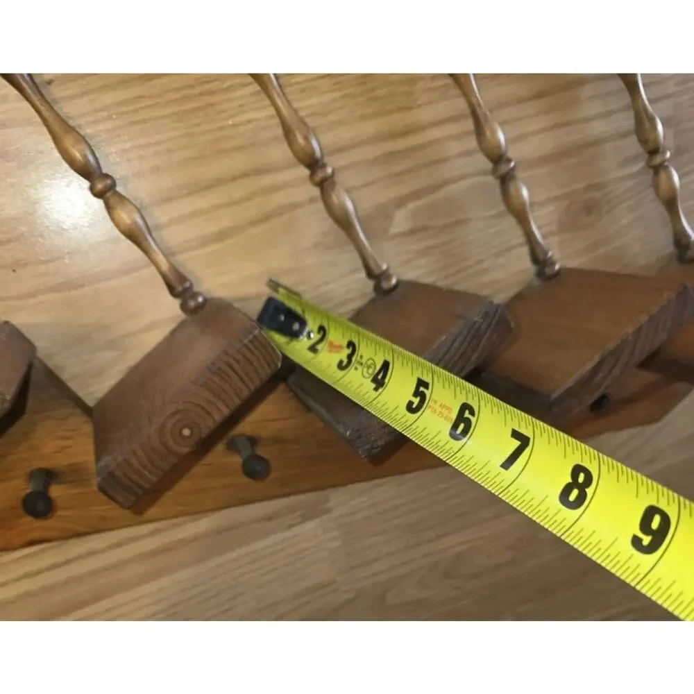 Vtg 2 Wooden Staircase Wall Display Shelves 7 Steps Each Spindles Pegs Handmade